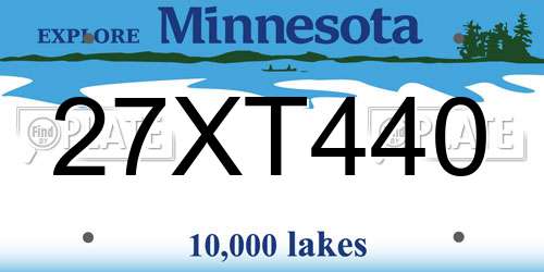 27XT440 Minnesota License Plate