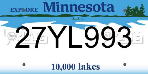 27YL993 Minnesota License Plate