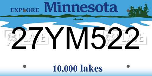 27YM522 Minnesota License Plate
