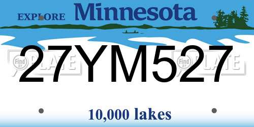 27YM527 Minnesota License Plate