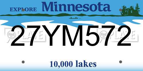 27YM572 Minnesota License Plate