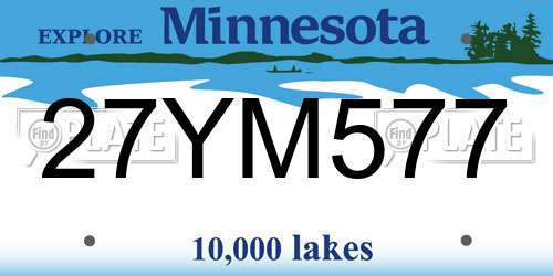 27YM577 Minnesota License Plate