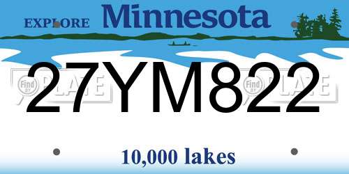 27YM822 Minnesota License Plate