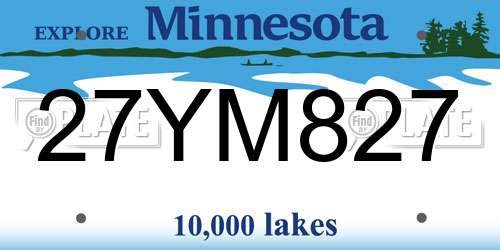 27YM827 Minnesota License Plate
