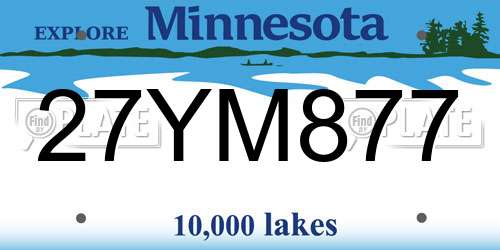 27YM877 Minnesota License Plate