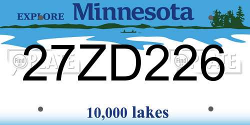 27ZD226 Minnesota License Plate