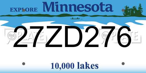 27ZD276 Minnesota License Plate