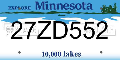 27ZD552 Minnesota License Plate