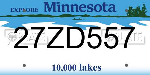 27ZD557 Minnesota License Plate