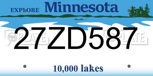 27ZD587 Minnesota License Plate