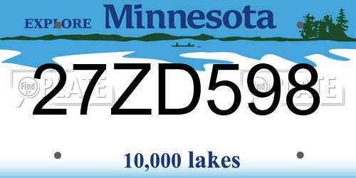 27ZD598 Minnesota License Plate