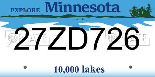 27ZD726 Minnesota License Plate