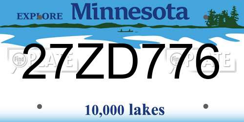 27ZD776 Minnesota License Plate