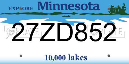 27ZD852 Minnesota License Plate