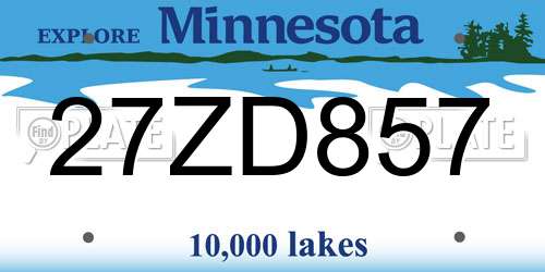 27ZD857 Minnesota License Plate