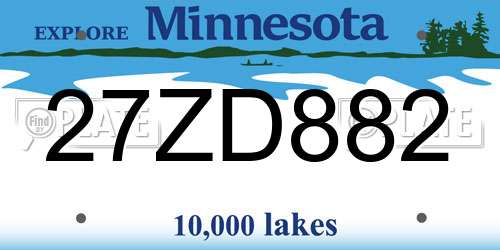 27ZD882 Minnesota License Plate