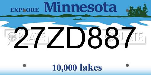 27ZD887 Minnesota License Plate