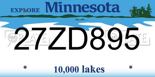 27ZD895 Minnesota License Plate
