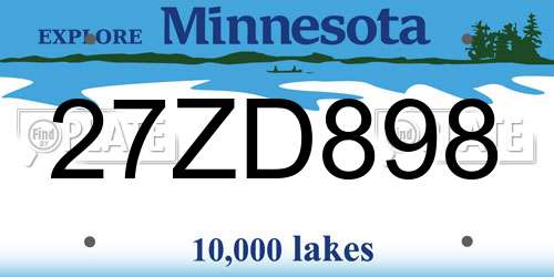 27ZD898 Minnesota License Plate