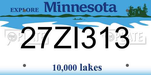 27ZI313 Minnesota License Plate