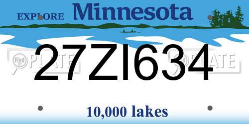 27ZI634 Minnesota License Plate