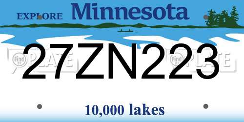 27ZN223 Minnesota License Plate