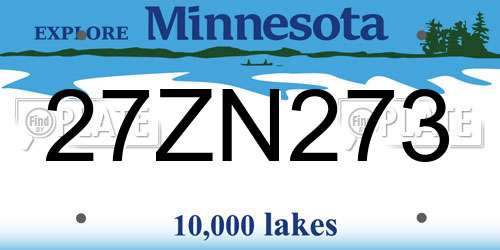 27ZN273 Minnesota License Plate
