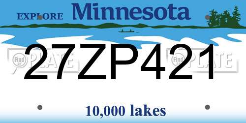 27ZP421 Minnesota License Plate