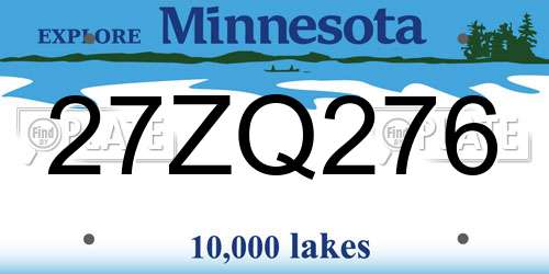 27ZQ276 Minnesota License Plate