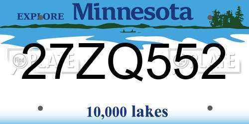 27ZQ552 Minnesota License Plate