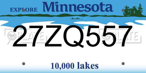 27ZQ557 Minnesota License Plate