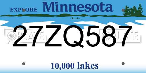 27ZQ587 Minnesota License Plate