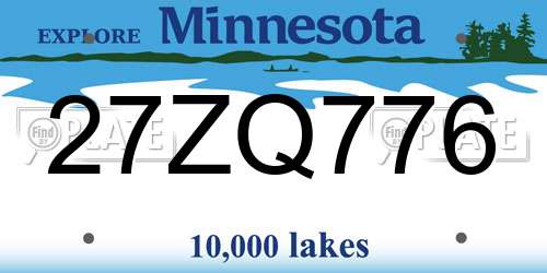 27ZQ776 Minnesota License Plate