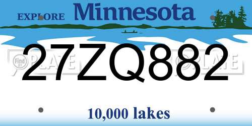 27ZQ882 Minnesota License Plate