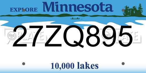 27ZQ895 Minnesota License Plate