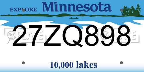 27ZQ898 Minnesota License Plate