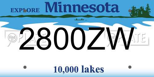 2800ZW Minnesota License Plate