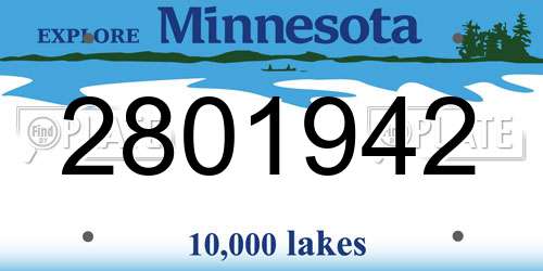 2801942 Minnesota License Plate