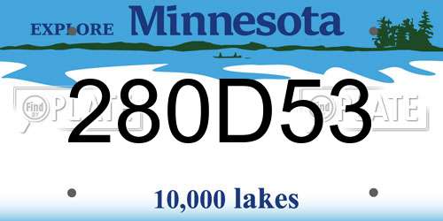 280D53 Minnesota License Plate