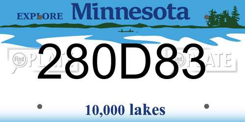 280D83 Minnesota License Plate