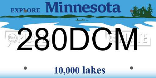 280DCM Minnesota License Plate
