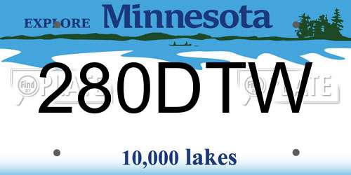 280DTW Minnesota License Plate