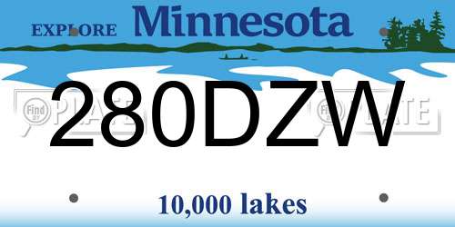 280DZW Minnesota License Plate