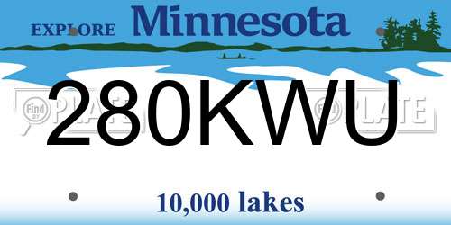 280KWU Minnesota License Plate