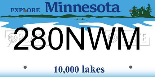 280NWM Minnesota License Plate