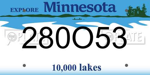 280O53 Minnesota License Plate