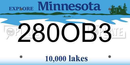 280OB3 Minnesota License Plate
