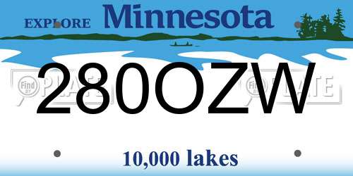280OZW Minnesota License Plate