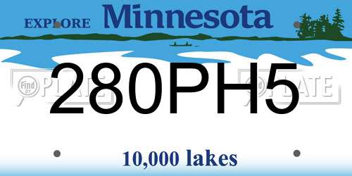 280PH5 Minnesota License Plate