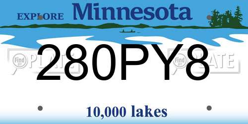 280PY8 Minnesota License Plate